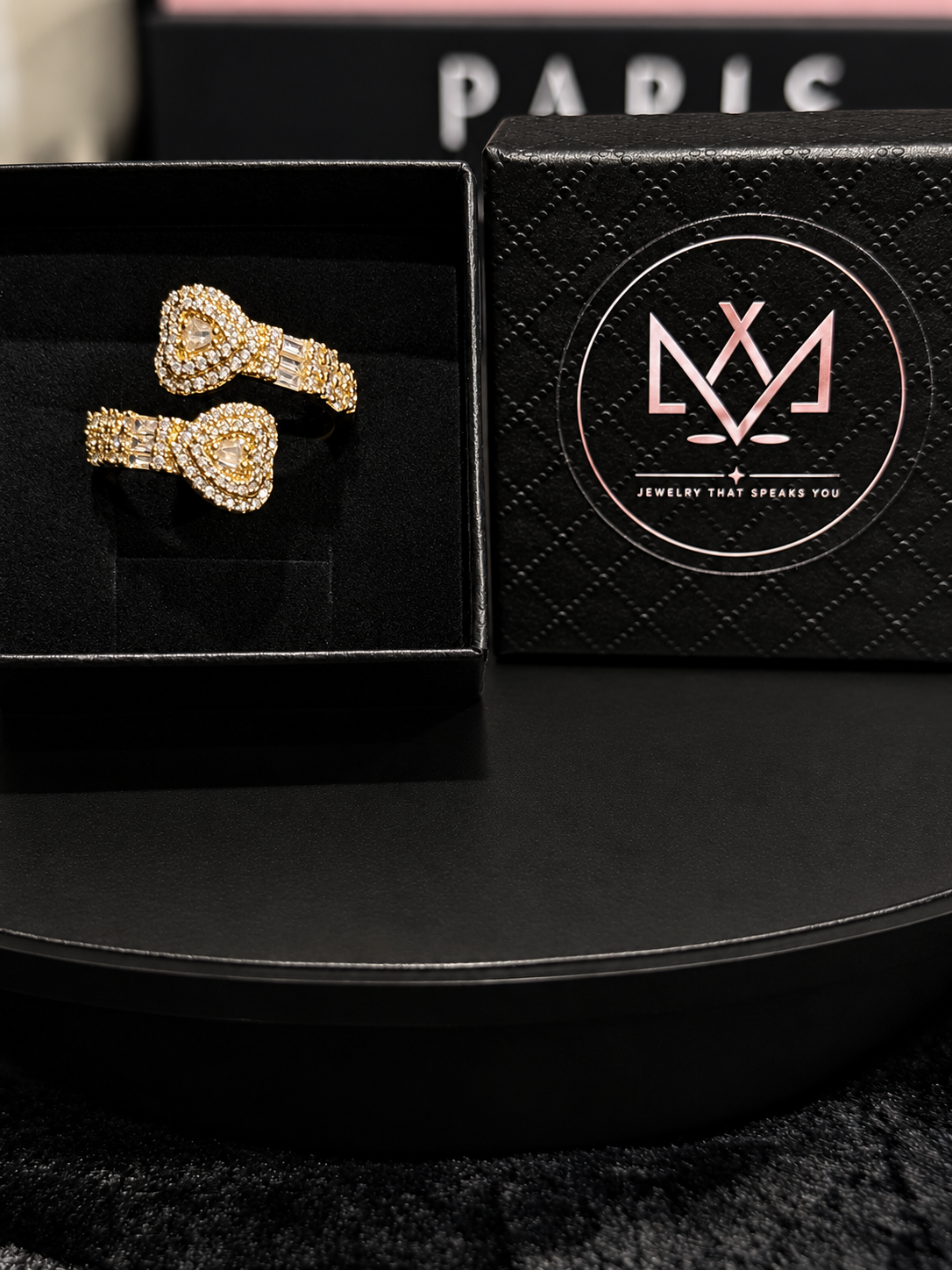 DOUBLE-DROP HEART DIAMOND ADJUSTABLE RING additional photo