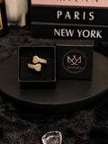 DOUBLE-DROP HEART DIAMOND ADJUSTABLE RING