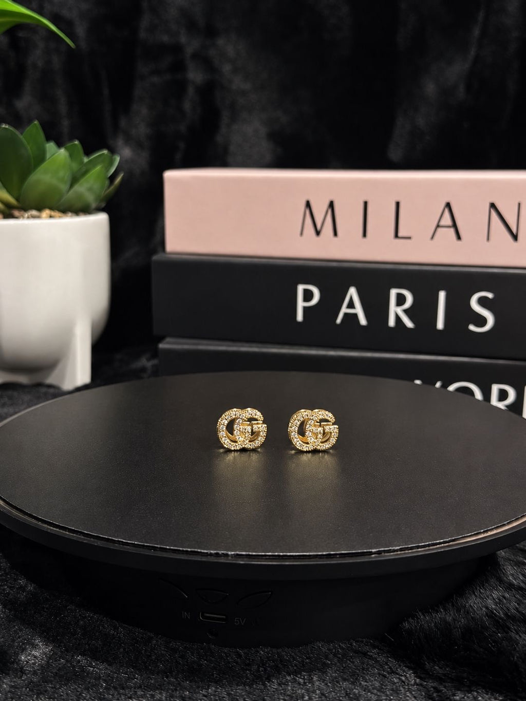 Gucci Crystal GG Stud Earrings