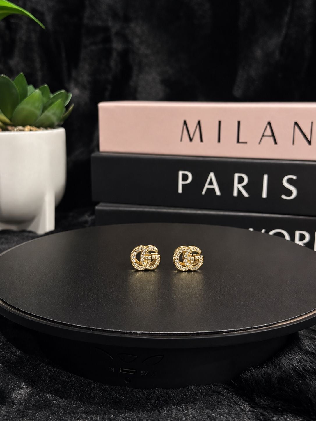 Gucci Crystal GG Stud Earrings
