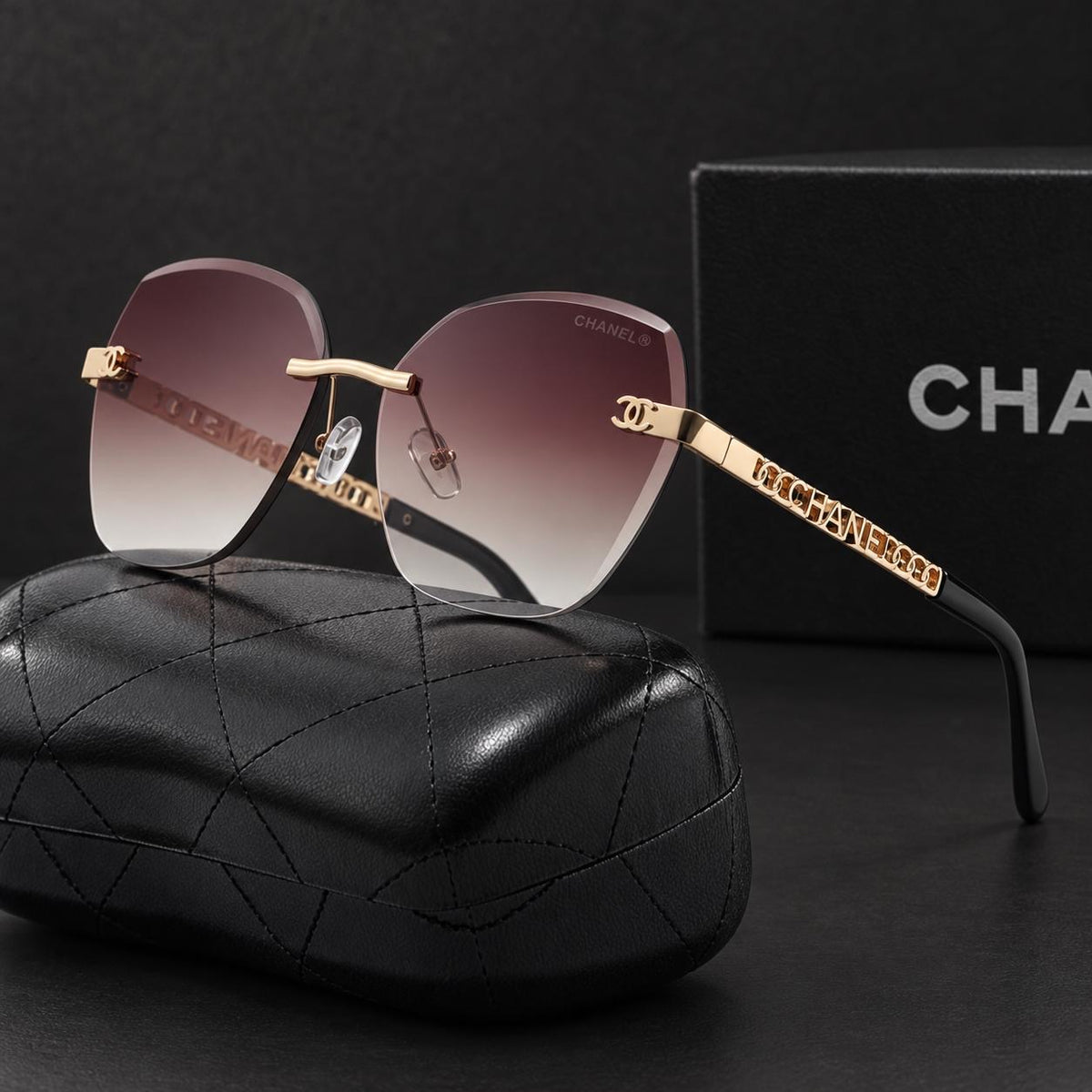 The CC Rose Dusk Rimless Sunglasses