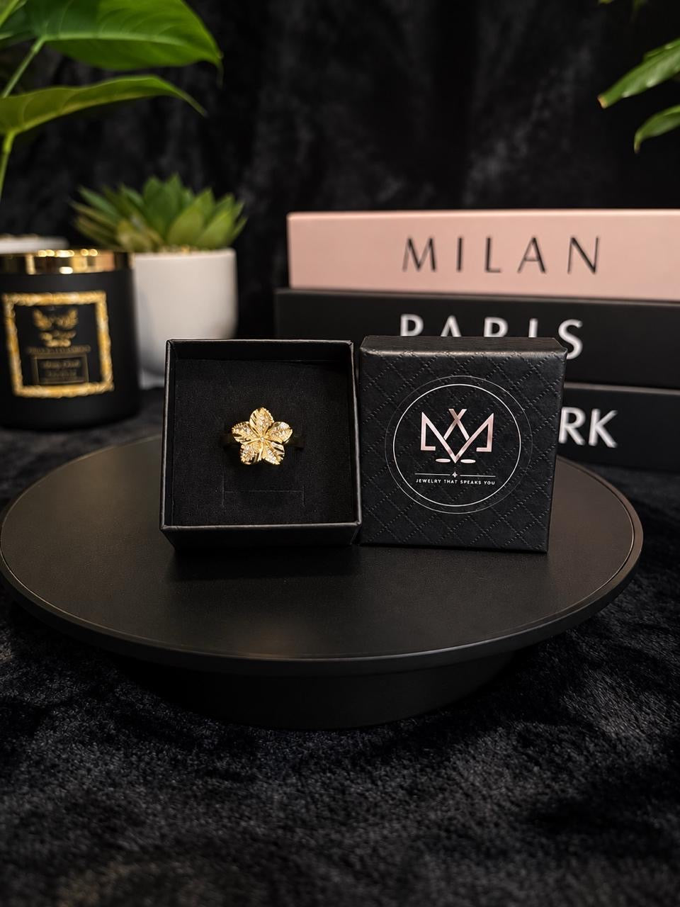 Golden Bloom Statement Ring